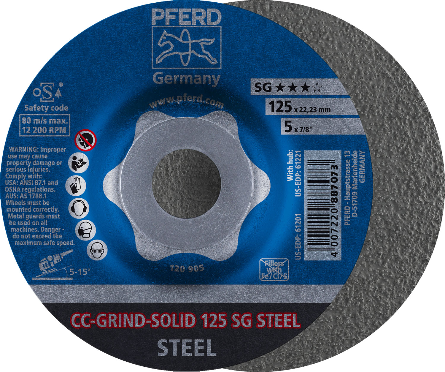 5" CC-GRIND®-SOLID - 7/8" A.H. SG STEEL